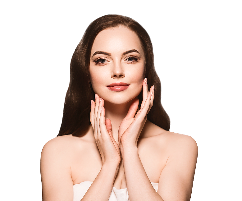 Professional model with perfect lashes and brows